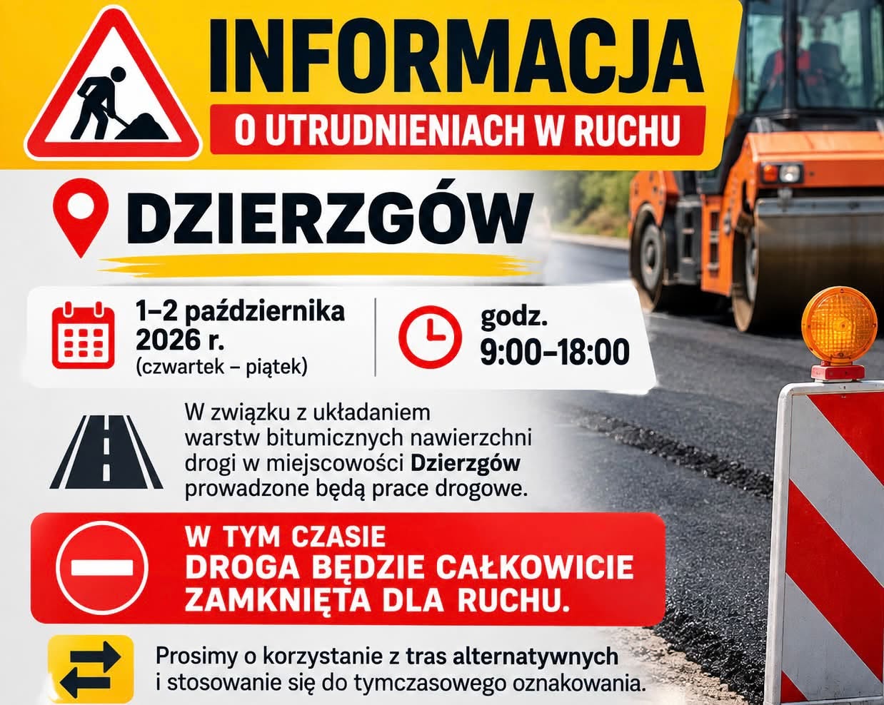 Plakat_drogaDzierzg&oacute;w_zamknięta2026