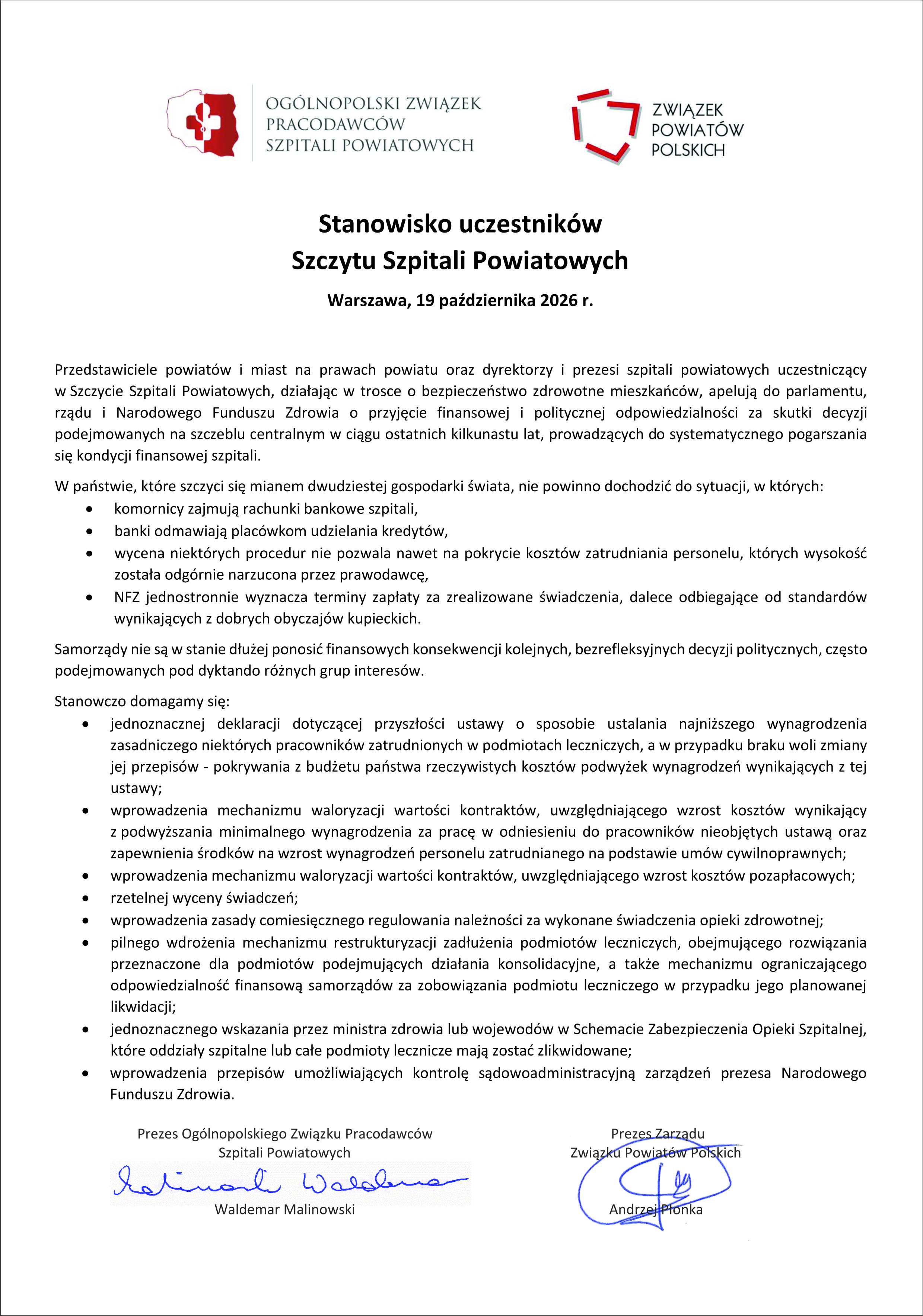 StanowiskoUczestnik&oacute;wSzpitaliPowiatowych2026