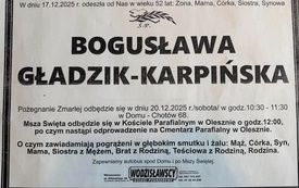 Zmarła Bogusława Gładzik-Karpińska  &ndash; nauczycielka Zespołu Szk&oacute;ł nr 2 we Włoszczowie 1