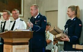 Głos przy ambonie zabiera Komendant Powiatowy Policji we Włoszczowie