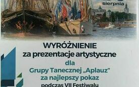 Dyplom jaki otrzymała Grupa Aplauz