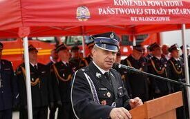 Głos zabiera Prezes Zarządu Oddziału Gminnego Związku OSP RP we Włoszczowie, Burmistrz Gminy Włoszczowa Grzegorz Dziubek
