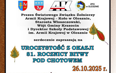 Zdjęcie do Zapraszamy na obchody 81. rocznicy Bitwy pod Chotowem