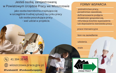 Zdjęcie do Powiatowy Urząd Pracy we Włoszczowie zachęca osoby bezrobotne  do udziału w projekcie