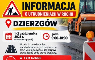 Zdjęcie do Uwaga! Zamknięcie drogi w Dzierzgowie